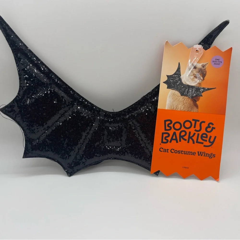 Boots & Barkley Glittery Black Cat Wings NWT Fits Most Felines Cute Costume Bat